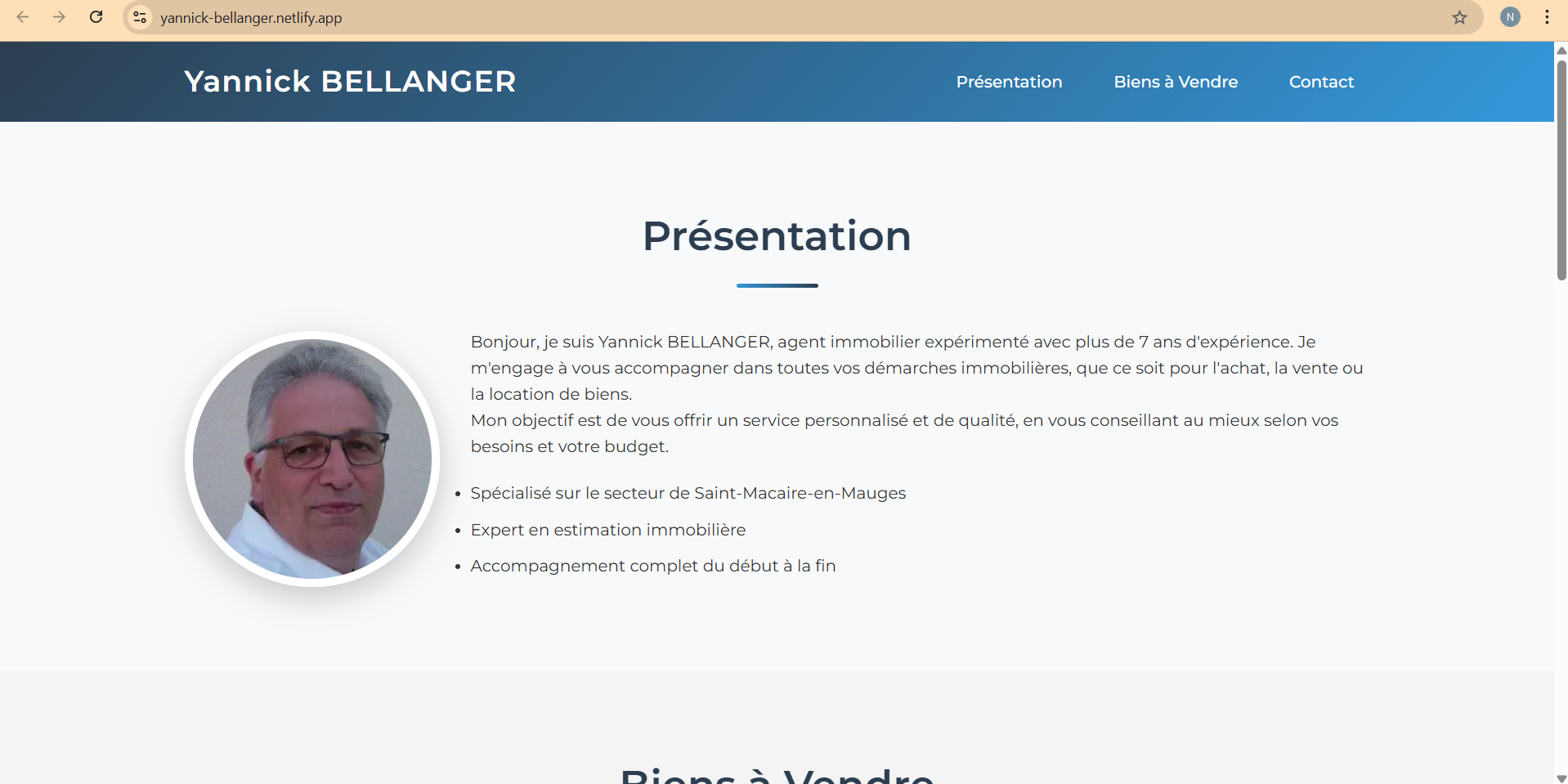 Capture du site web