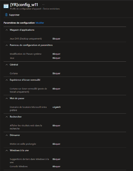Stratégie de configuration Windows 11