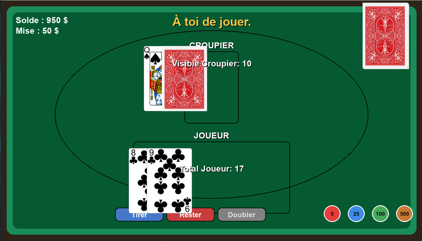 Capture d'écran du Black Jack